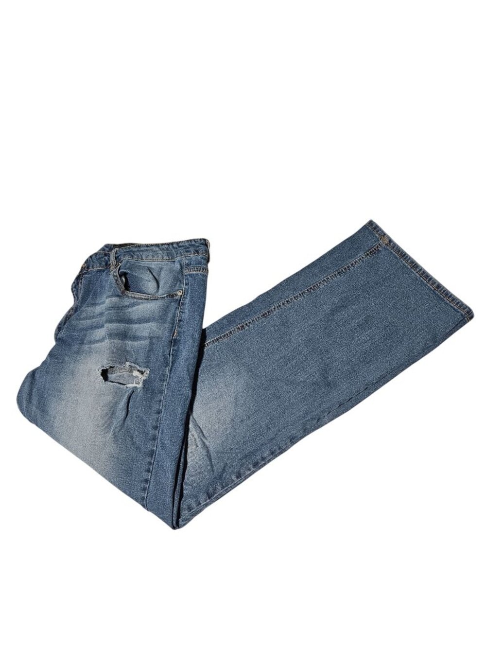 Indigo People Jeans Mens Size 42 X 32 Boot Cut Mid Rise Ripped Denim Pants